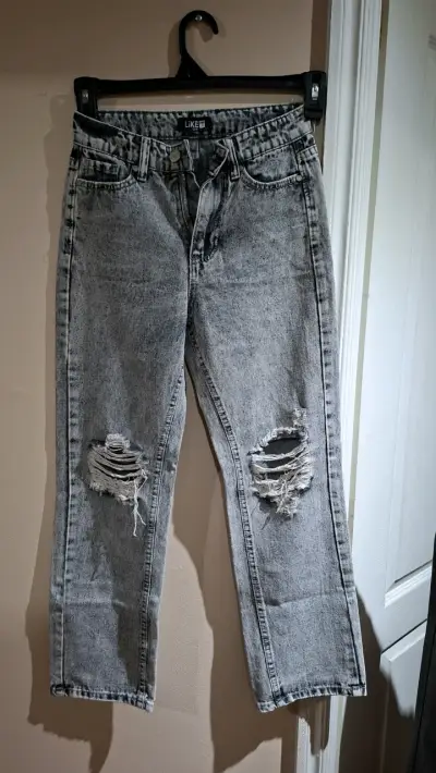 Jeans desgastados gris marca Like - miniatura 1