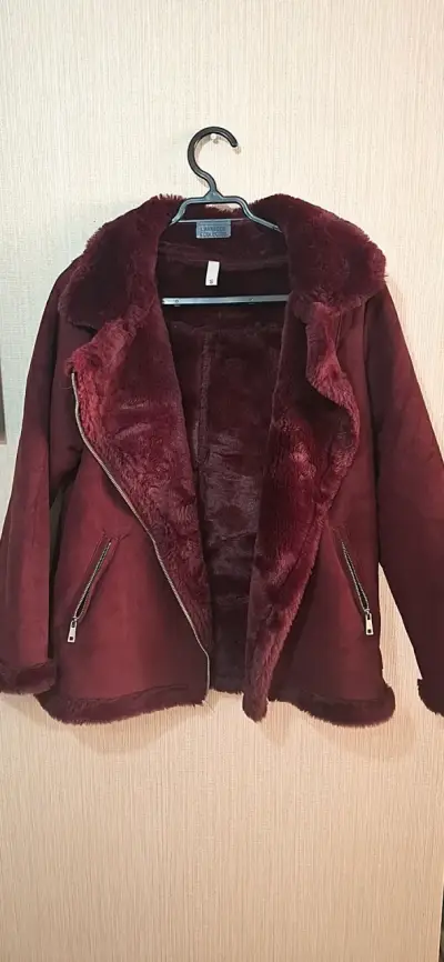 Chaqueta de invierno burdeo con forro - miniatura 1