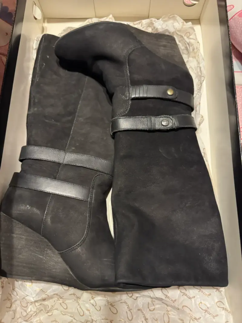 Botas negras de gamuza con plataforma - 3