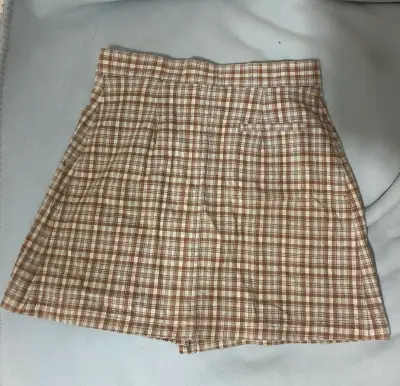 Falda corta a cuadros marrón y beige - miniatura 2