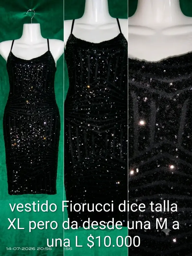 Vestido negro con lentejuelas Fiorucci