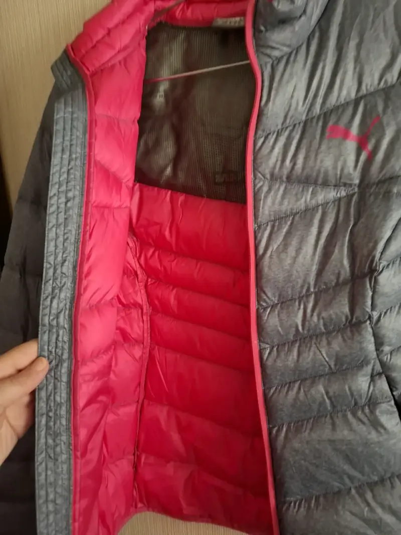 Chaqueta acolchada Puma gris y rosada - 2
