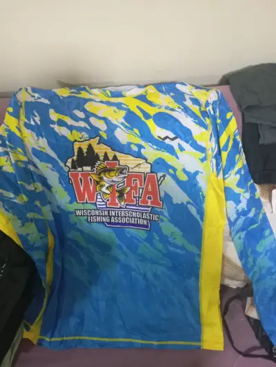 Polera deportiva de pesca WIFA azul y amarilla - miniatura 2