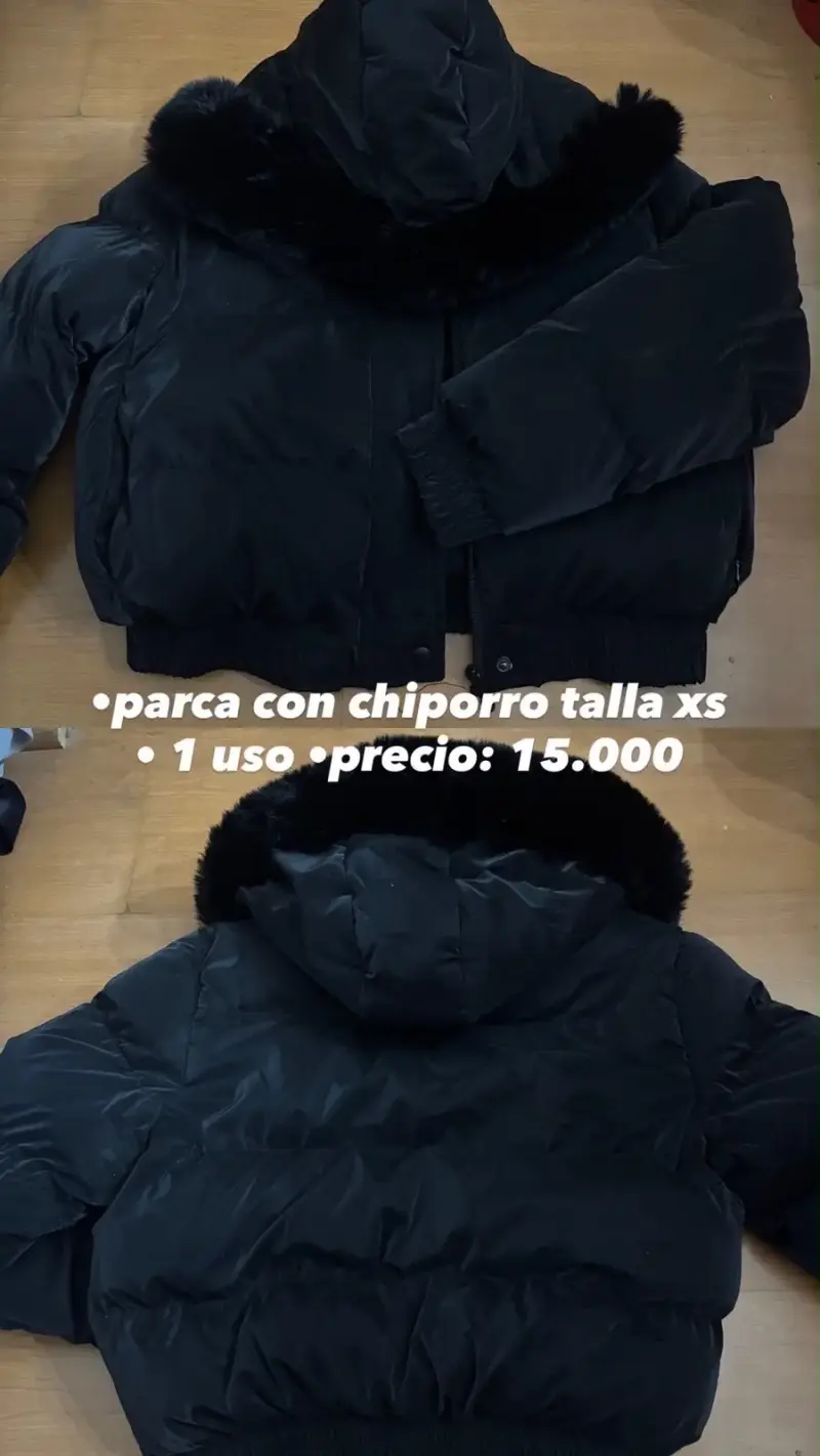 Parca negra con chiporro talla XS