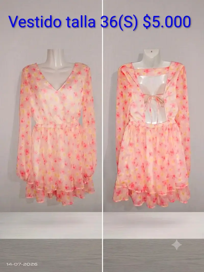 Vestido floral con escote en V talla S