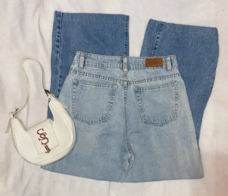 Jeans bicolor de mezclilla para mujer - 2