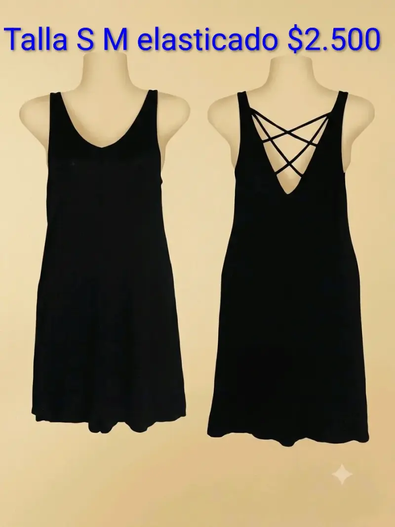 Vestido negro elástico con diseño cruzado