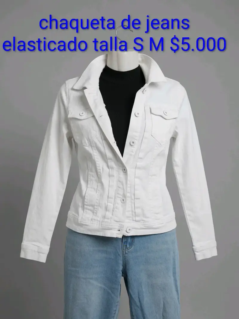 Chaqueta de jeans blanca elástica talla S