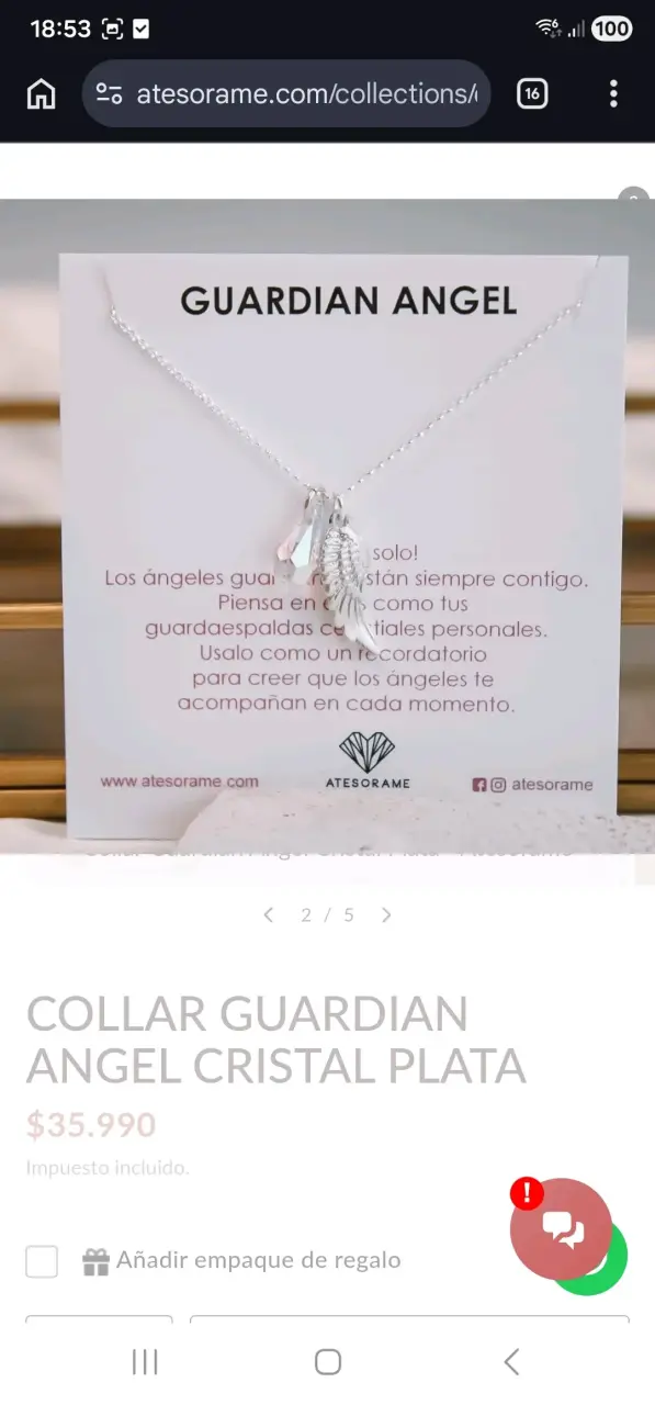 Collar Guardian Angel de plata - 4