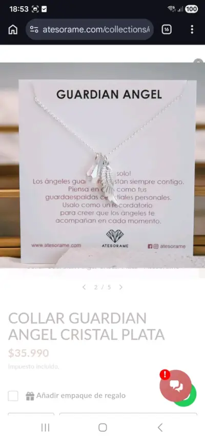 Collar Guardian Angel de plata - miniatura 4