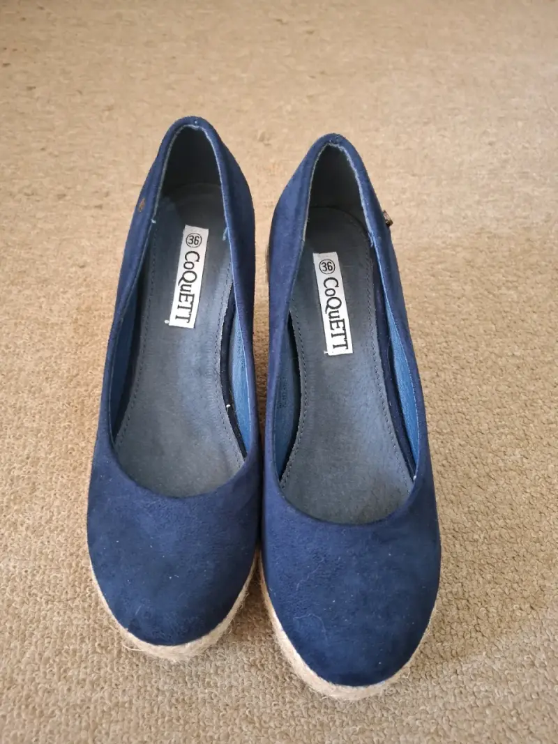 Zapatos de cuña azul marino con plataforma - 2