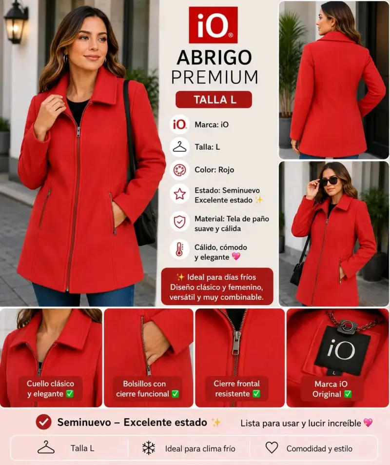 Abrigo rojo iO premium talla L