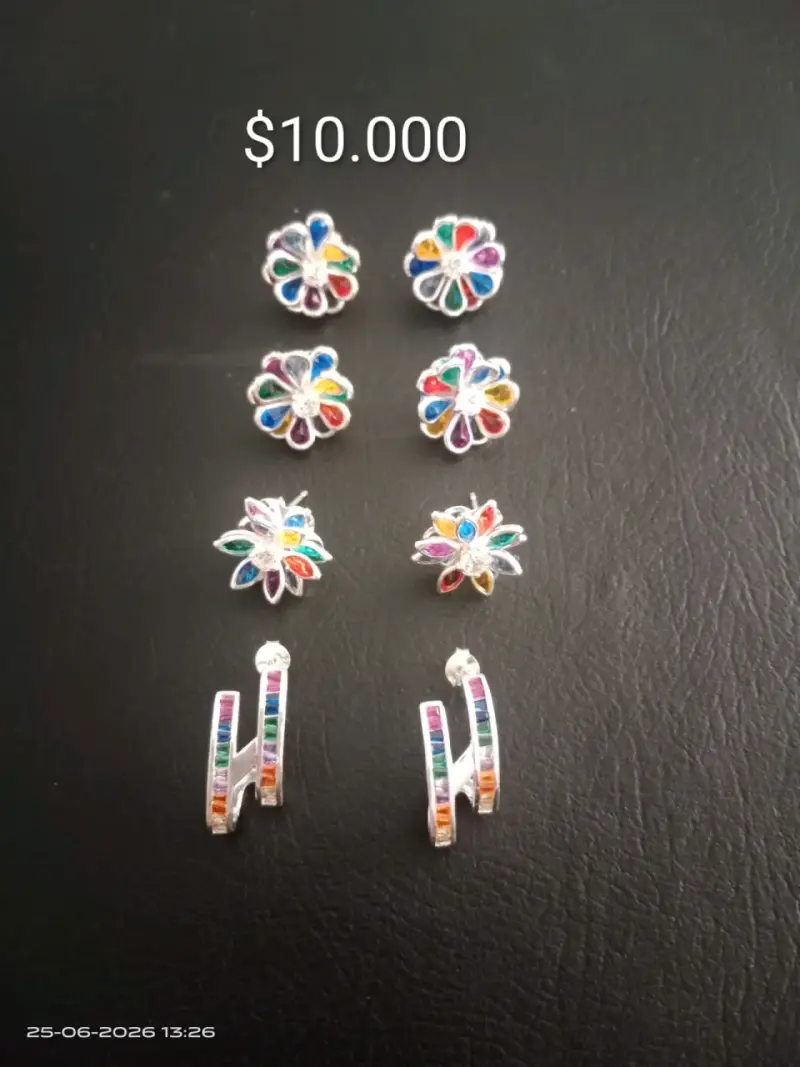 Aros multicolor de plata