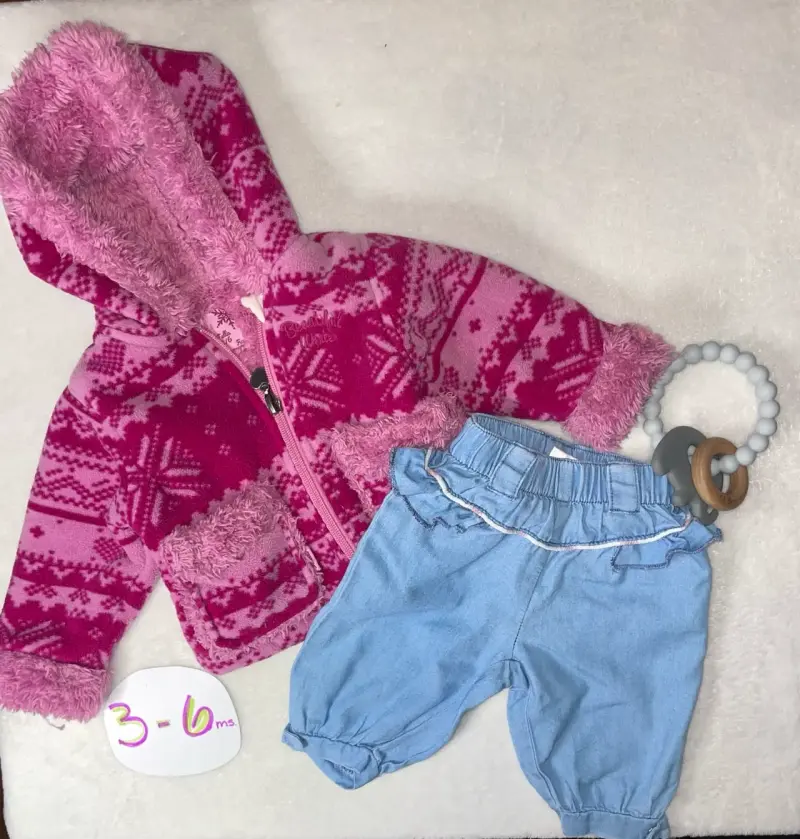 Conjunto bebé 3-6 meses morado y jeans - 4