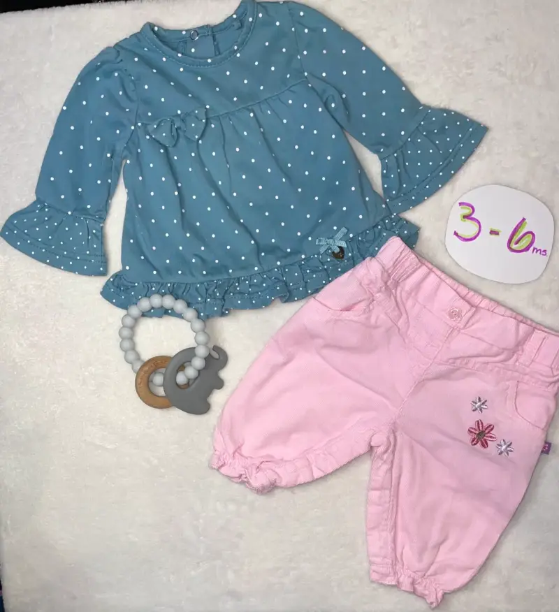 Conjunto bebé 3-6 meses morado y jeans - 5