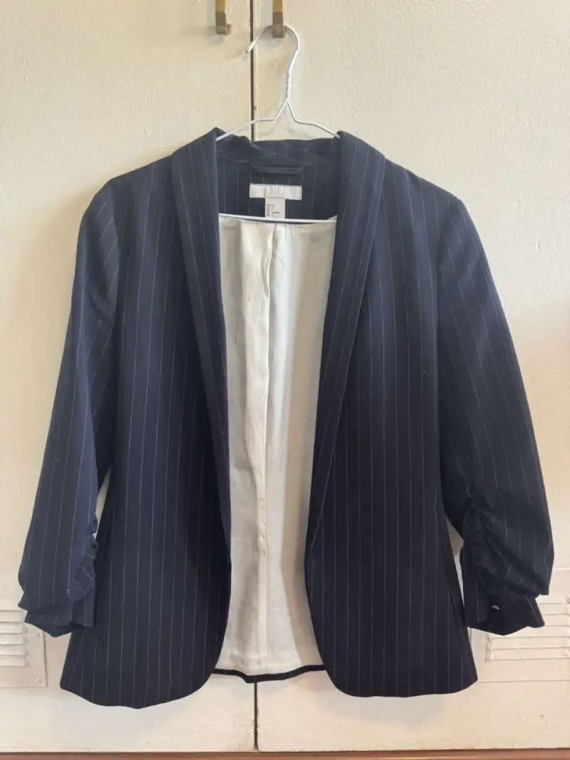 Blazer de rayas azul marino para mujer