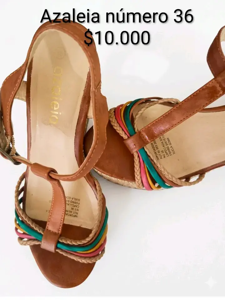 Sandalias Azaleia número 36 con tiras coloridas - 3