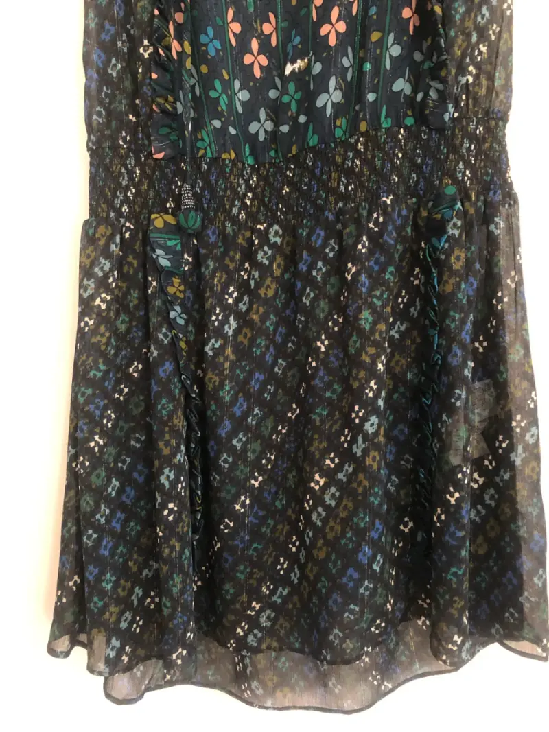 Vestido Rapsodia xs nuevo floral azul con volantes - 2