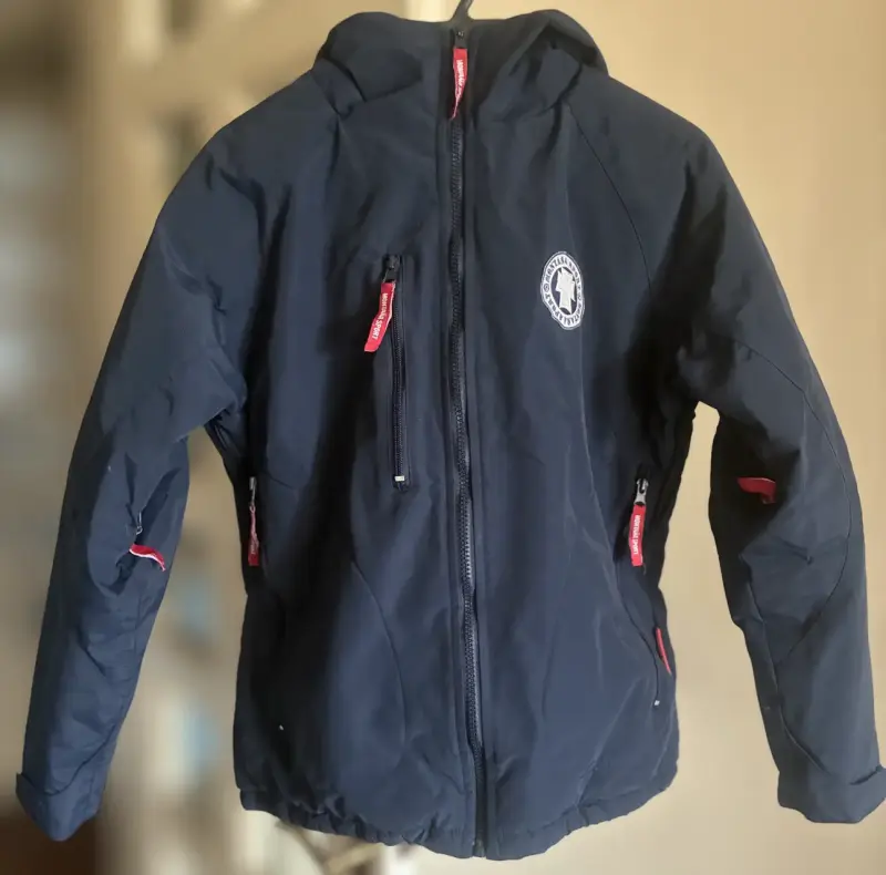 Parka azul c/capucha, forro polar. Casi sin uso. - 1