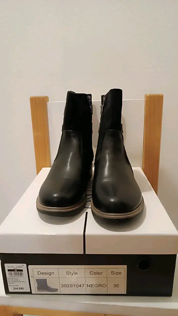 Botines negros de cuero con hebilla talla 36 - 3