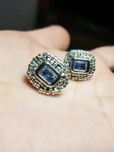 Aros con piedras azules - miniatura 2