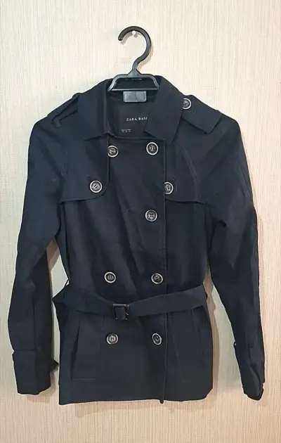 Abrigo trench azul marino Zara Basic - miniatura 1