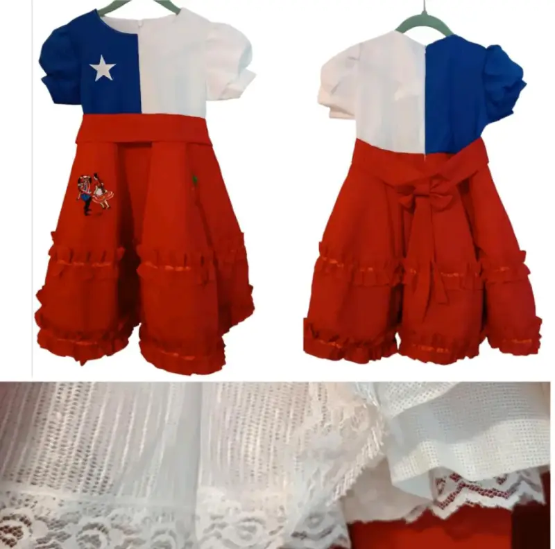 Vestido infantil chileno con diseño folclórico