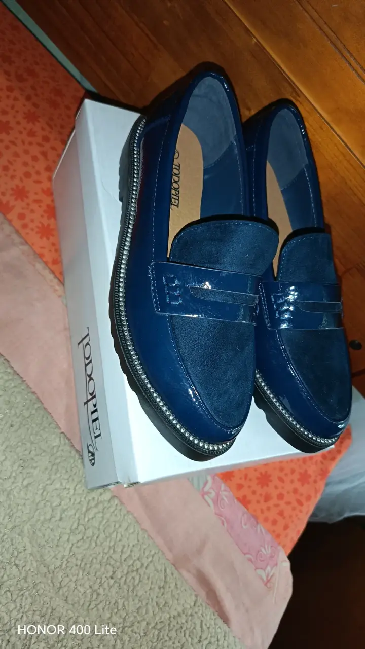 Mocasines de cuero azul. - 2