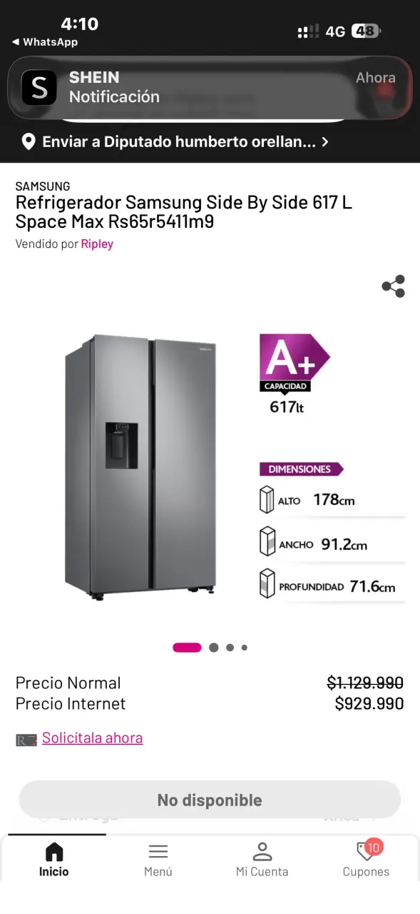 Refrigerador Samsung de acero inoxidable con dispensador - 5
