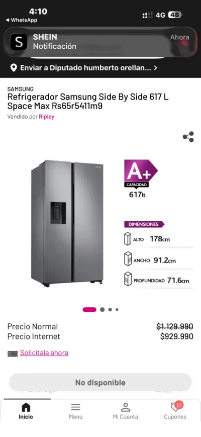 Refrigerador Samsung de acero inoxidable con dispensador - miniatura 5
