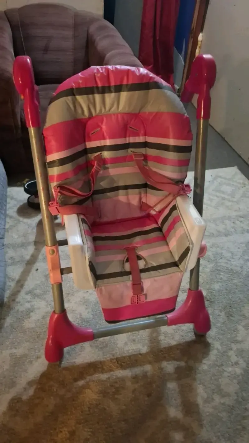 Silla de comer para bebé rosa ajustable - 2