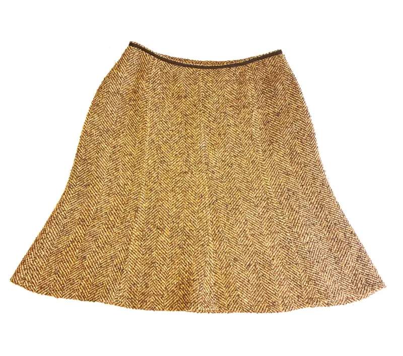 Falda midi 60% lana. Espiga café y ocre - 1
