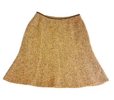 Falda midi 60% lana. Espiga café y ocre - miniatura 1