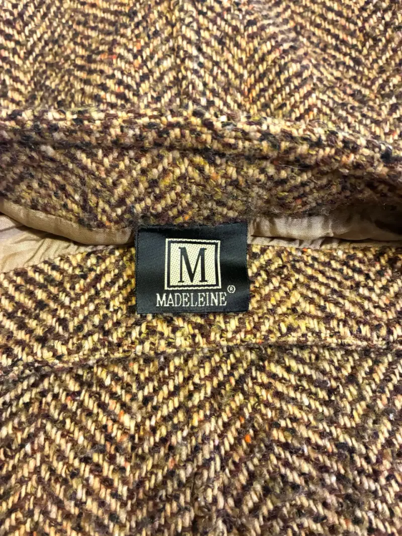 Falda midi 60% lana. Espiga café y ocre - 2