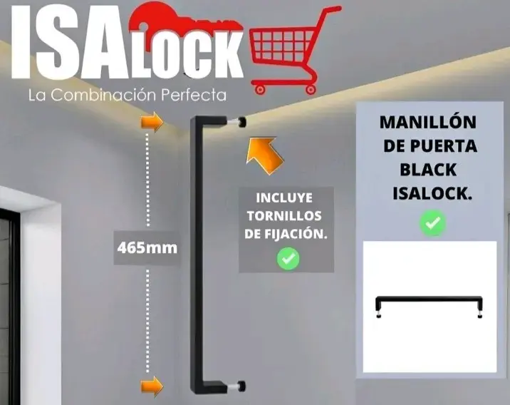 Manillón / Tirador de puerta Black Isalock - 1