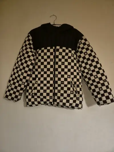 Chaqueta Parka Acolchada Cuadrillé Blanco y Negro - miniatura 1
