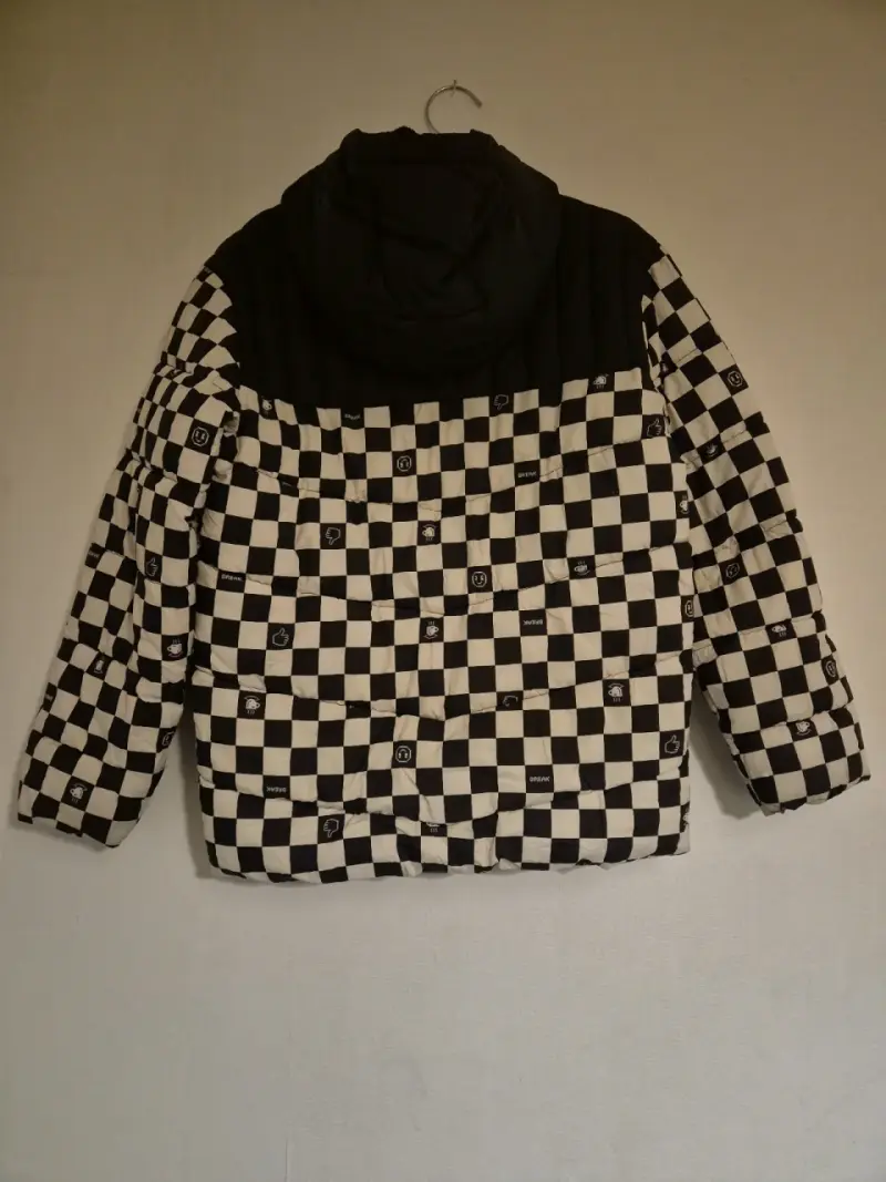 Chaqueta Parka Acolchada Cuadrillé Blanco y Negro - 2