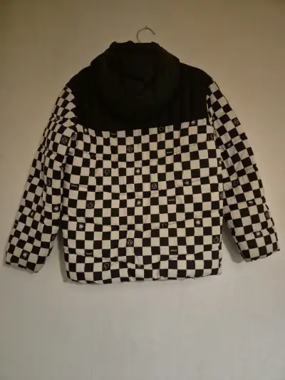 Chaqueta Parka Acolchada Cuadrillé Blanco y Negro - miniatura 2