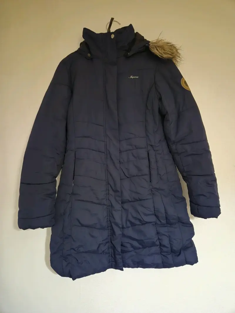 Parka Larga Térmica Icepeak Azul Marino Con Piel - 1