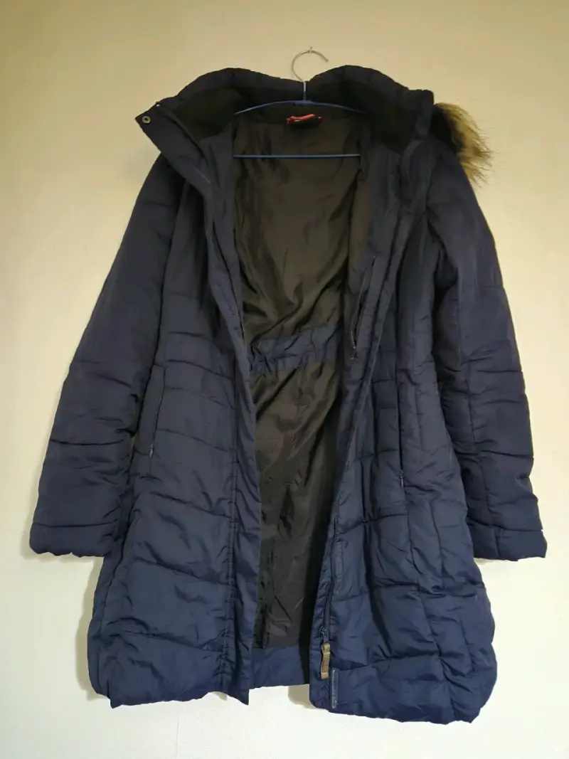 Parka Larga Térmica Icepeak Azul Marino Con Piel - 2
