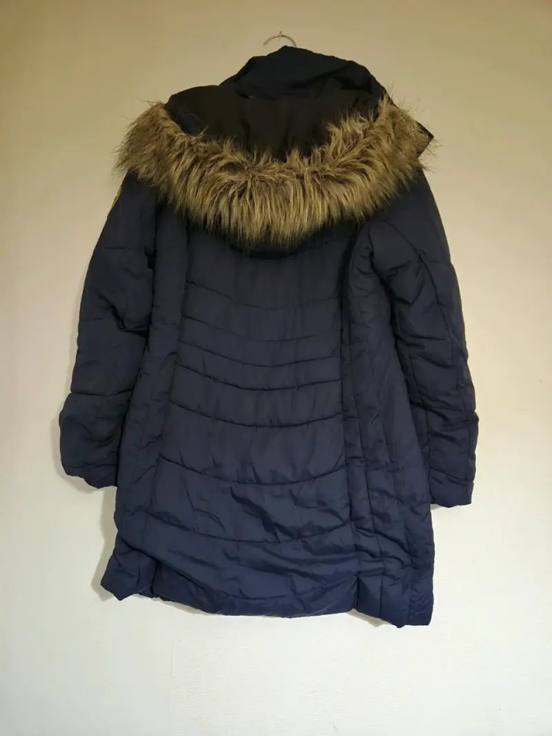 Parka Larga Térmica Icepeak Azul Marino Con Piel - 3