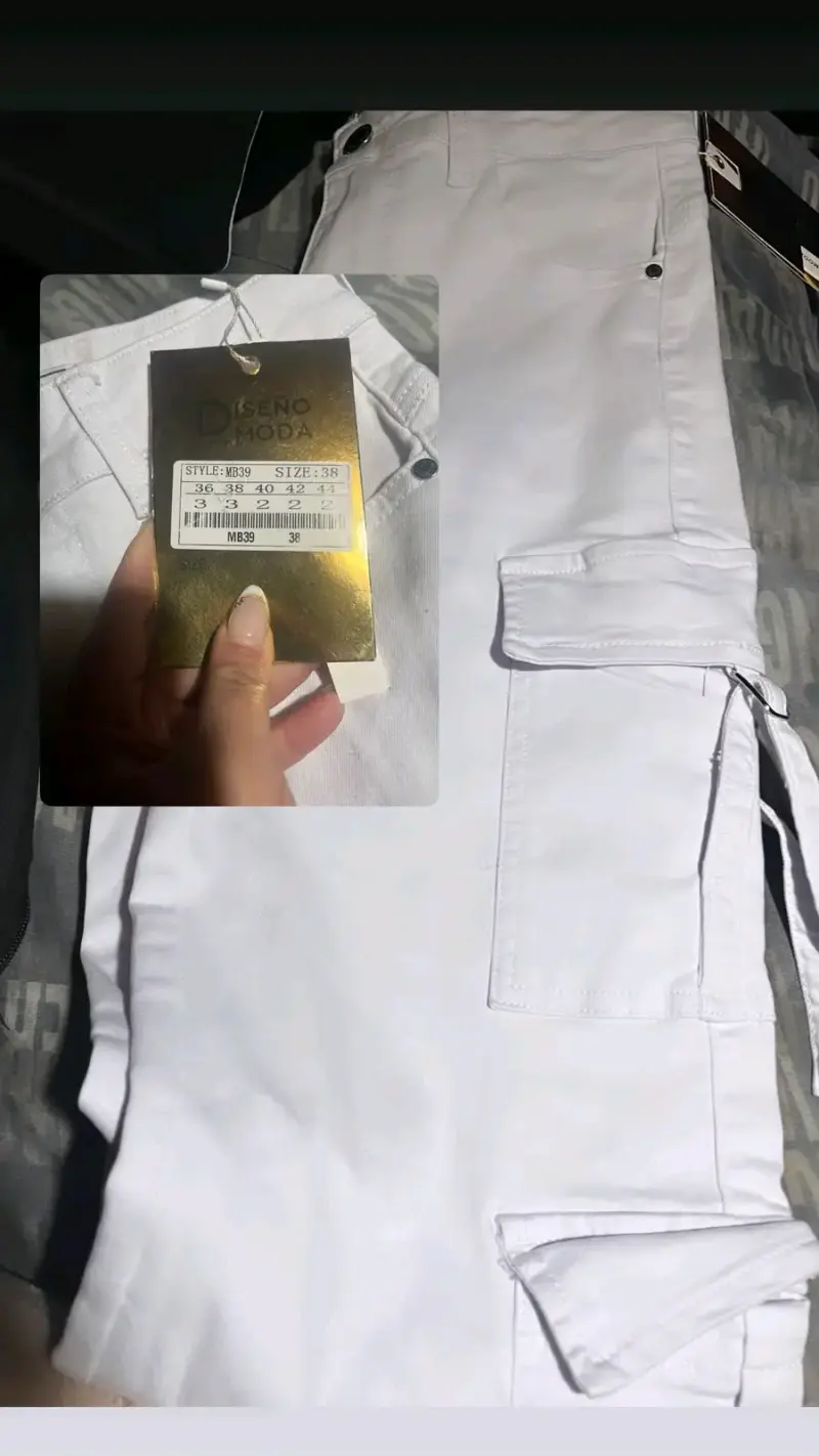 Pantalones cargo blancos estilo MB39 - 1