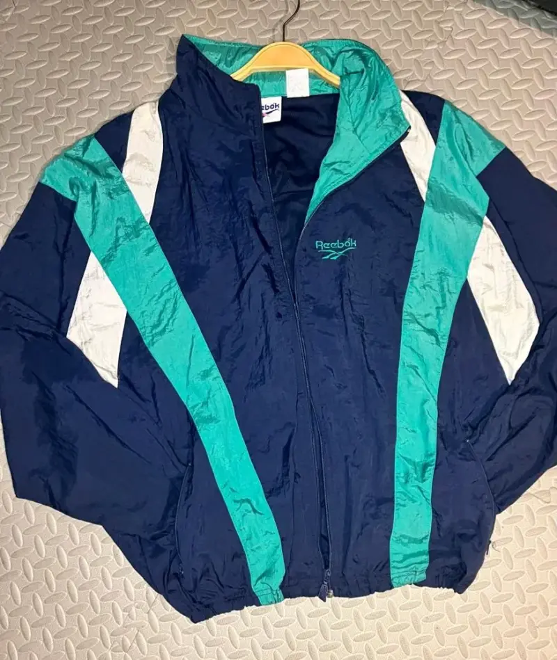 Chaqueta deportiva Reebok vintage azul y verde - 1