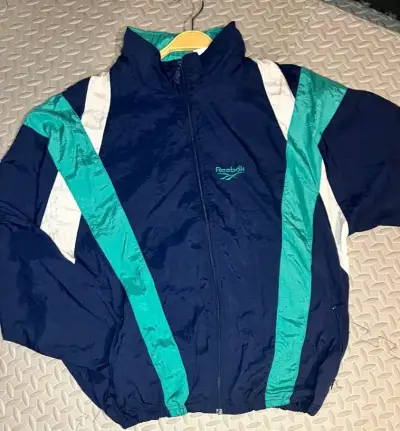 Chaqueta deportiva Reebok vintage azul y verde - miniatura 2
