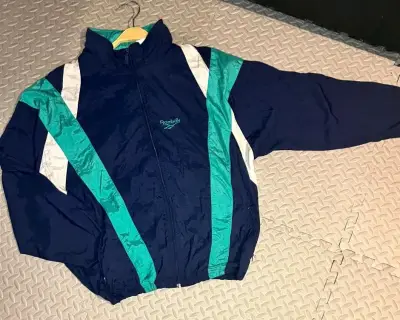 Chaqueta deportiva Reebok vintage azul y verde - miniatura 3