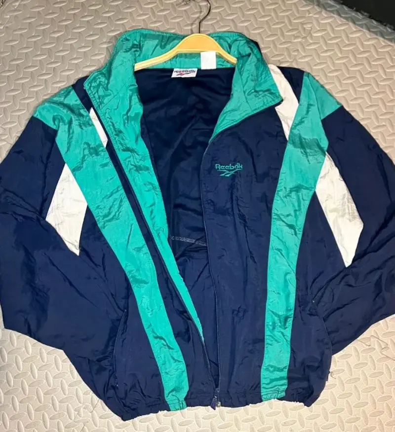 Chaqueta deportiva Reebok vintage azul y verde - 4