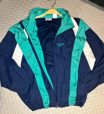 Chaqueta deportiva Reebok vintage azul y verde - miniatura 4
