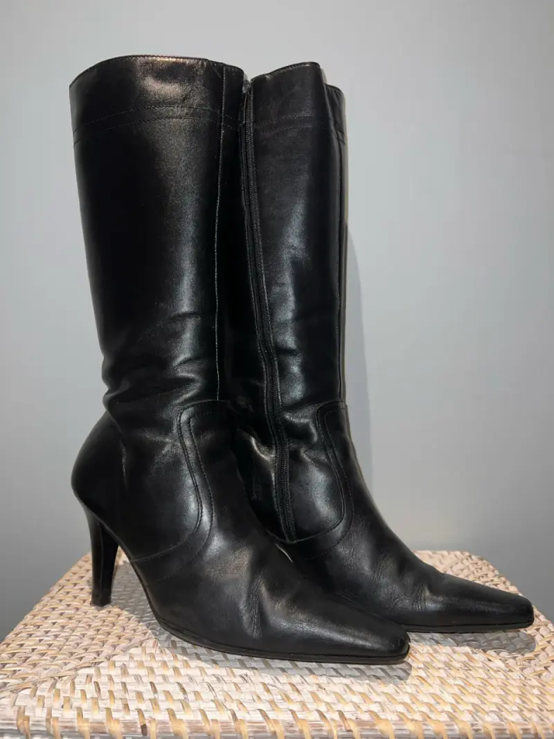 Botas de cuero negras de tacón alto - 3