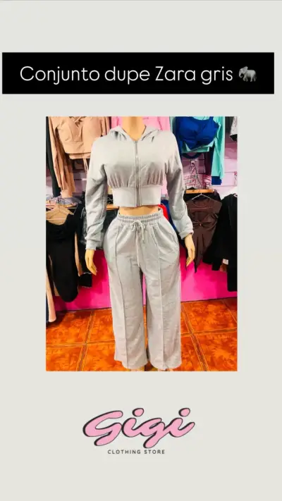 Conjunto estilo Zara gris y blanco - miniatura 1