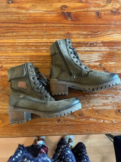 Botines de cuero verde con cierre lateral - miniatura 1